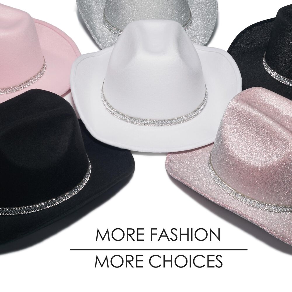 2757 Women's Glitter Faux Felt Cowboy Hat Set For Western Party Costume (us - Picture 7 of 7